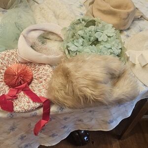 Vintage Hat Collection with Floral and Fur Accents